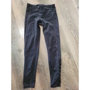 Athleta Girls Black Leggings Size Medium Criss Cross Ankle Design‎ #8